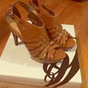 Nine West Camel Leather and Cork Heels